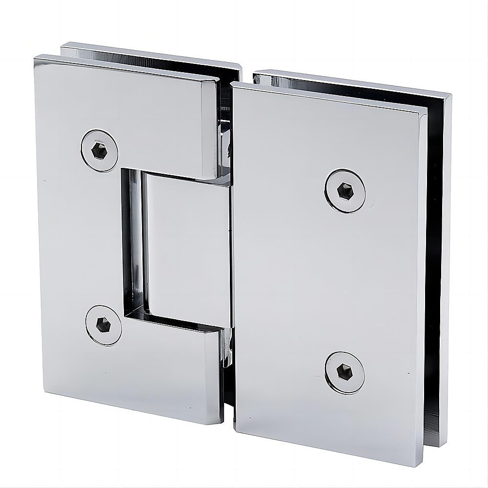 110x100cm Corner Frameless Shower Screen with Chrome Brackets and SS Hinges, Square Knob Handle