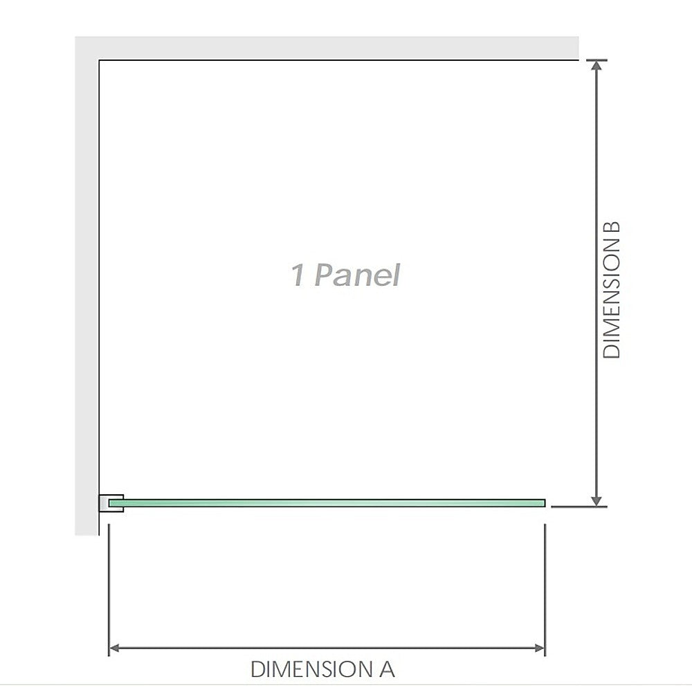 110x70cm Corner Frameless Shower Screen with White Brackets and SS Hinges, Square Double Pull Handle