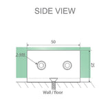 110x90cm Corner Frameless Shower Screen with White Brackets and SS Hinges, Square Double Pull Handle