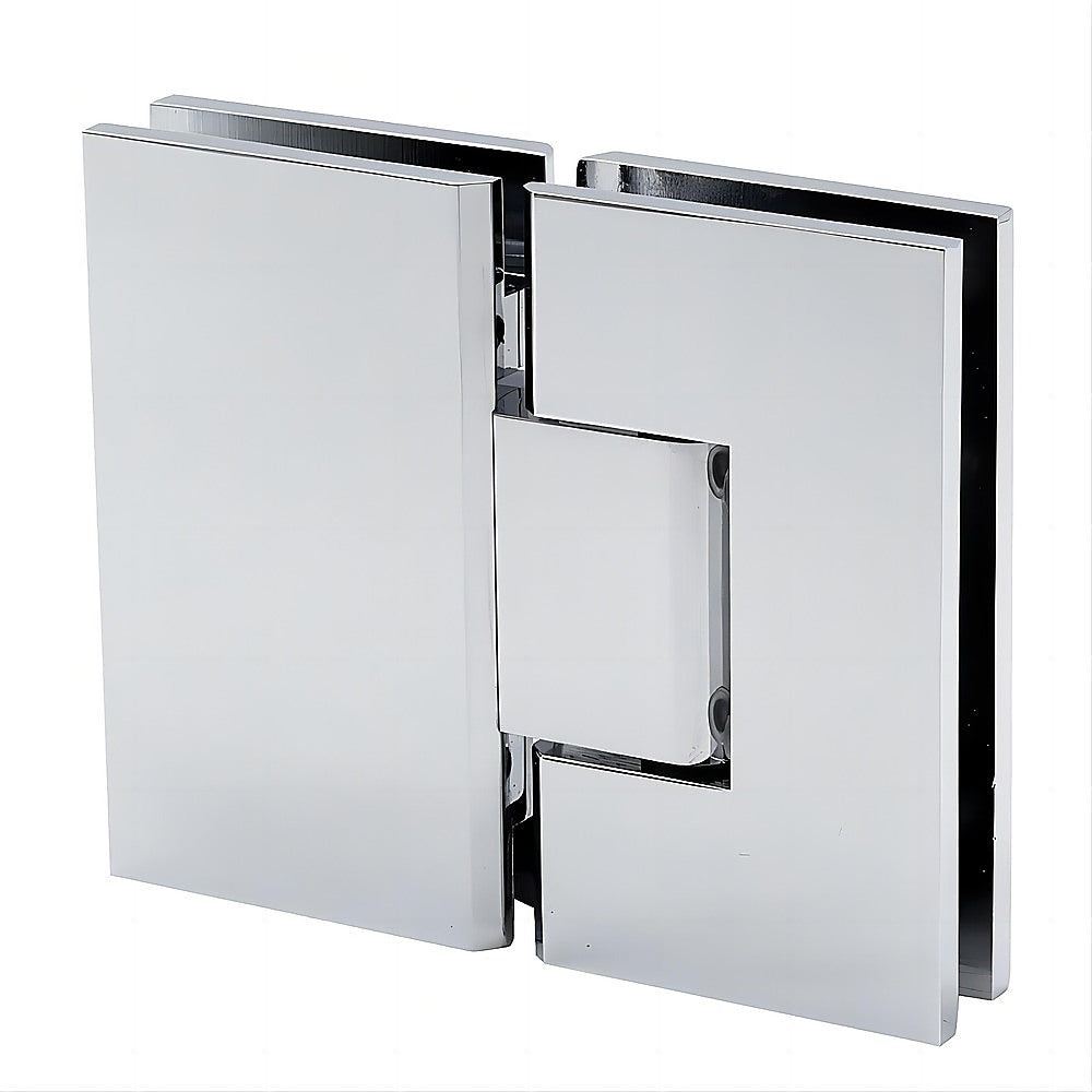 110x100cm Corner Frameless Shower Screen with Chrome Brackets and SS Hinges, Square Double Pull Handle