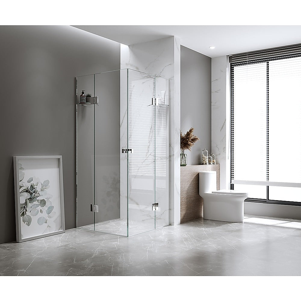 110x110cm Double Door Corner Shower Screen with Channels and SS Hinges - Chrome