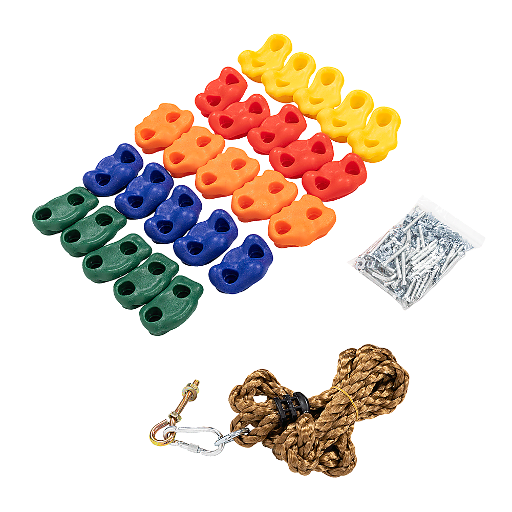 Jungle Gym Rock Climbing Holds Kids Wall Mounting Hardware Knotted Rope 25 Handles Playground