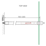 70x210cm Single Shower Glass Screen with White U-brackets & Square Pole