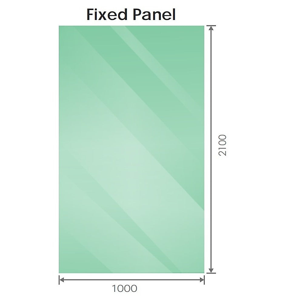 100x210cm Single Shower Glass Screen with White U-brackets & Square Pole