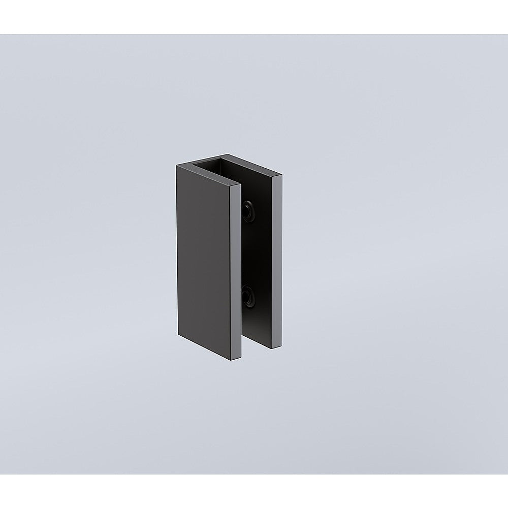 110x210cm Single Shower Glass Screen with Black U-brackets & Square Pole