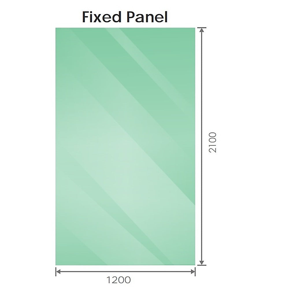 120x210cm Single Shower Glass Screen with White U-brackets & Square Pole