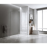 70x210cm Single Shower Glass Screen with White Wall Channel & Square Pole