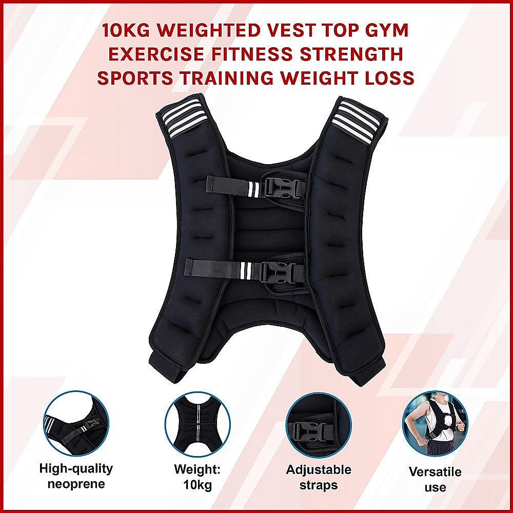 10KG Weighted Vest Top Gym Exercise Fitness Strength Sports Training Weight Loss