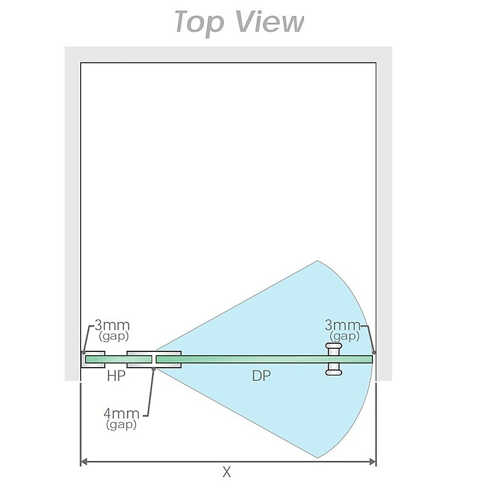 100cm Wall to Wall Frameless Shower Screen with White Channel and SS Hinges , Round Handle