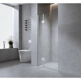 100cm Wall to Wall Frameless Shower Screen with White Channel and SS Hinges , Round Handle