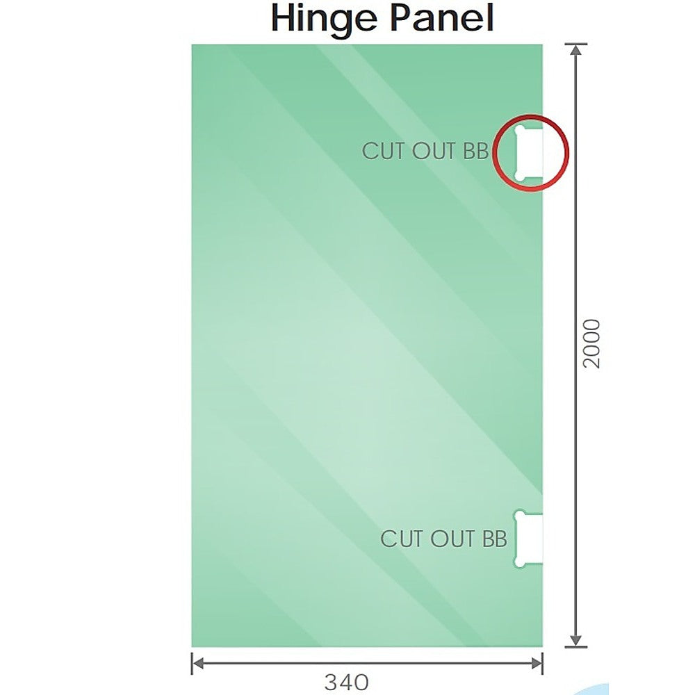 100cm Wall to Wall Frameless Shower Screen with White Channel and SS Hinges , Round Handle