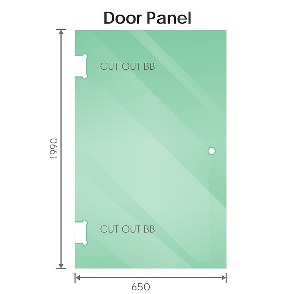 120x70cm Corner Frameless Shower Screen with White Brackets and SS Hinges, Round Handle