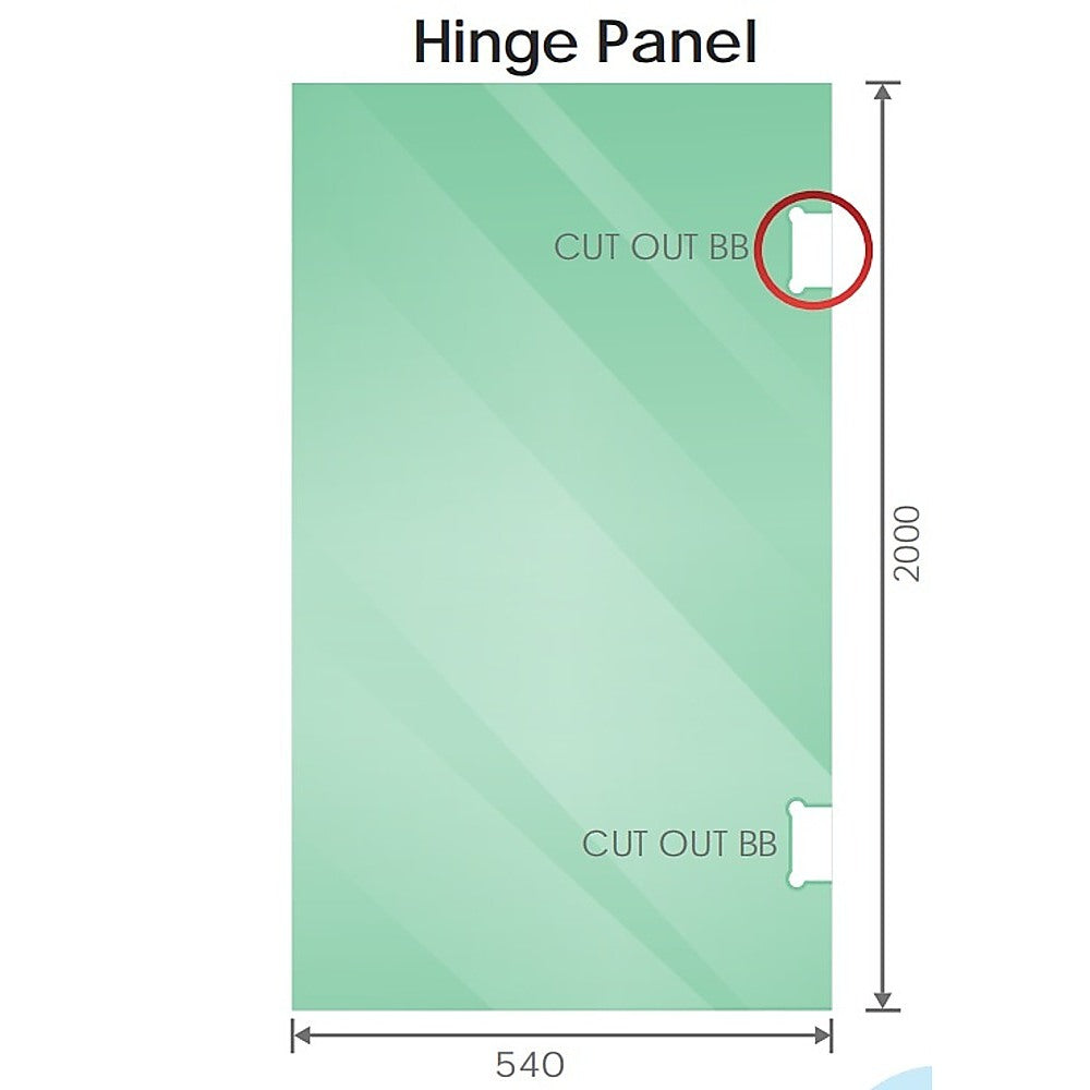 120x70cm Corner Frameless Shower Screen with White Brackets and SS Hinges, Round Handle