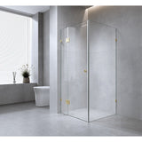 120x80cm Corner Frameless Shower Screen with Chrome Brackets and SS Hinges, Round Handle