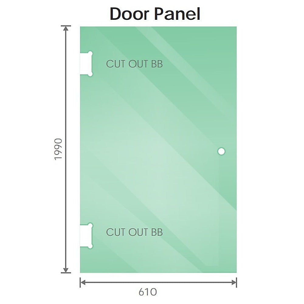 90x70cm Corner Frameless Shower Screen with Chrome Brackets and Brass Hinges, Round Handle