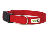 100% Pure Bamboo Fibre Dog Collar Plastic Buckle - Moondidley Pets Large Red