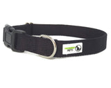 100% Pure Bamboo Fibre Dog Collar Plastic Buckle - Moondidley Pets Small Black