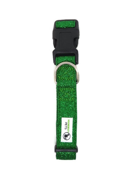 Bling Glitter Overlay Nylon Dog Collar Breakaway Buckle - Moondidley Pets X-Large Green