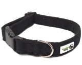 100% Pure Bamboo Fibre w/Fleece Lining Dog Collar Plastic Buckle - Moondidley Pets Small Black