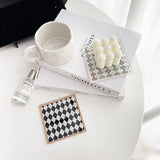 Acrylic Mosaic Checkboard Coaster in Black