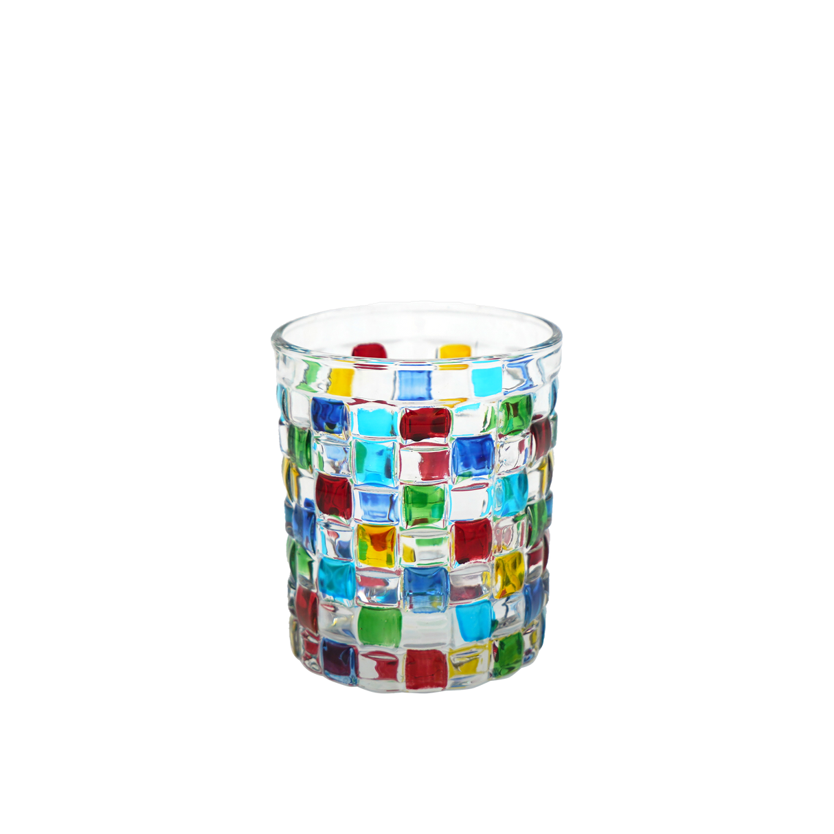 Multicolour Rubik Crystal Glass Tumbler - 210ml