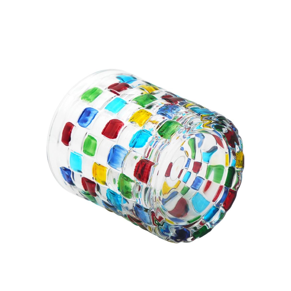 Multicolour Rubik Crystal Glass Tumbler - 210ml