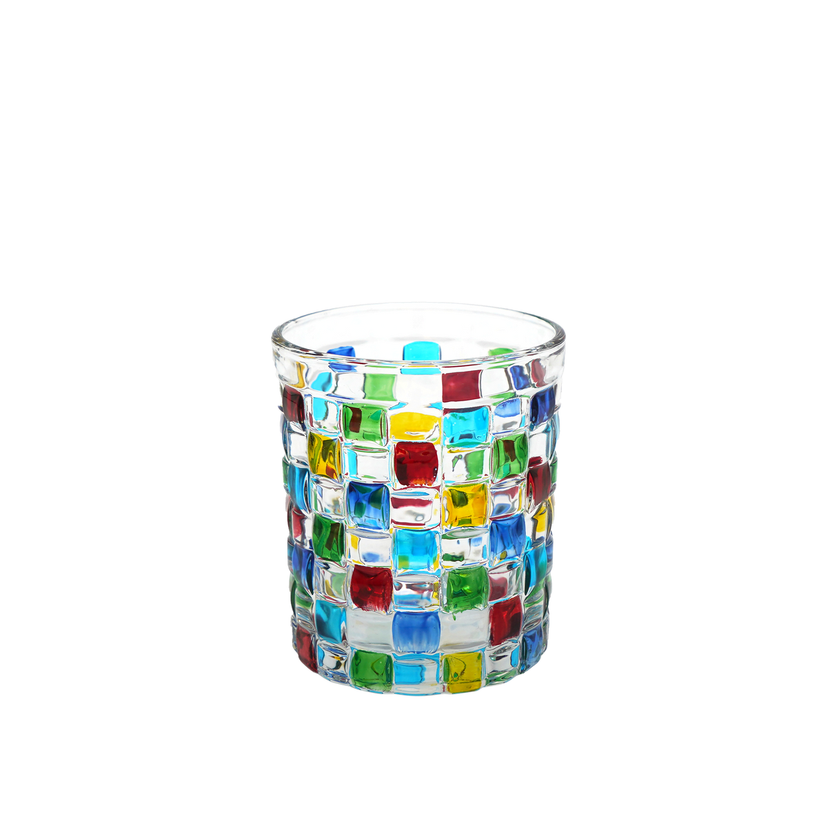 Multicolour Rubik Crystal Glass Tumbler - 210ml