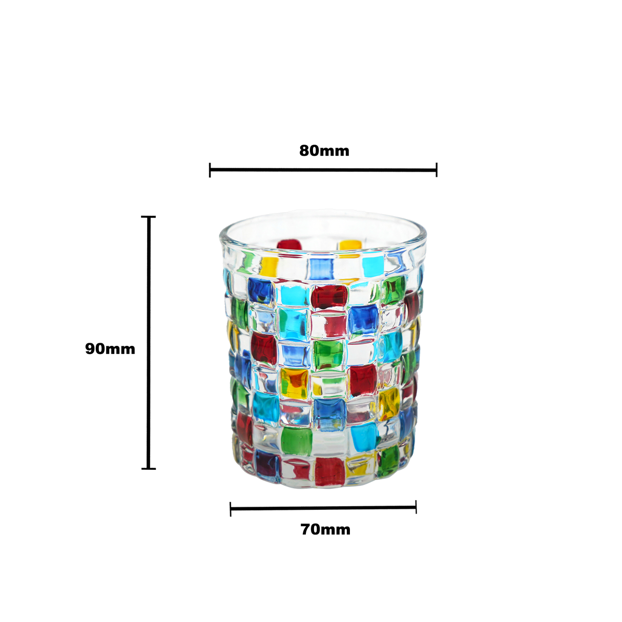 Multicolour Rubik Crystal Glass Tumbler - 210ml