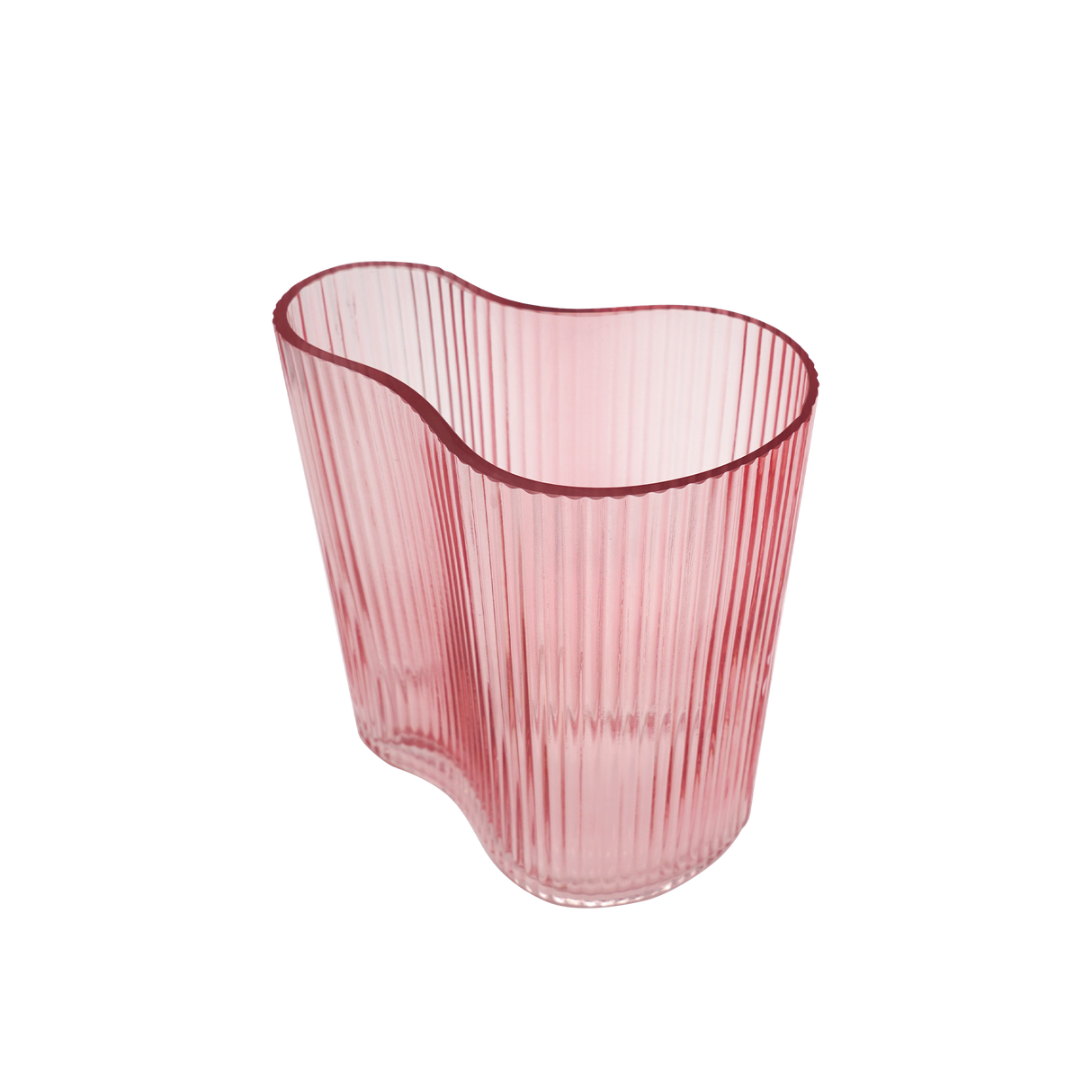 Suzhou Pink Curved Glass Vase - Small