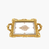 Aged Gold Rectangular Serving Tray with Antique Handles