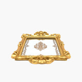 Aged Gold Rectangular Serving Tray with Antique Handles