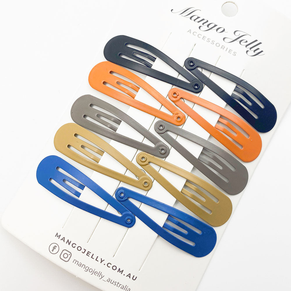 MANGO JELLY Solid Colour Hair Clips - Twin Pack of Essential Snap Clips (5cm)