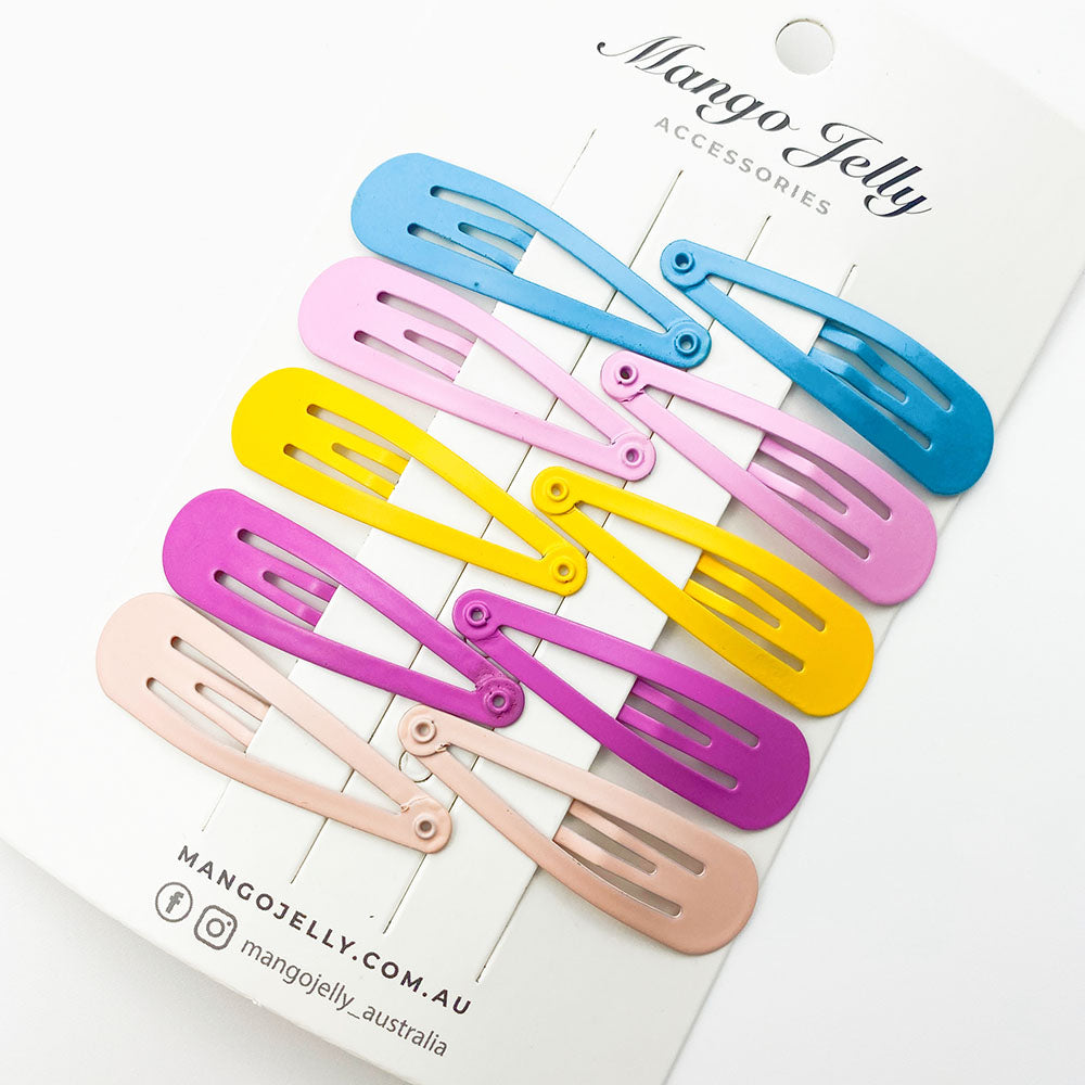 MANGO JELLY Everyday Snap Hair Clips Set - Vibrant 10-Piece Collection