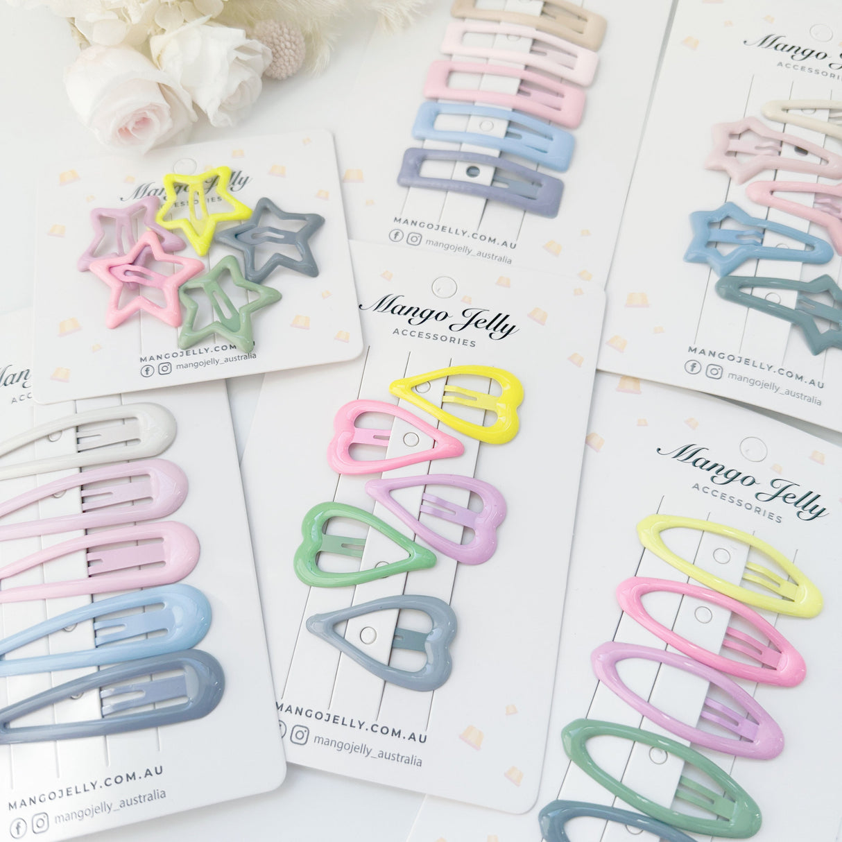 Mango Delight Butter Cream Snap Clip Set - Ice Cream Bar Hair Accessories - 5 Piece Collection