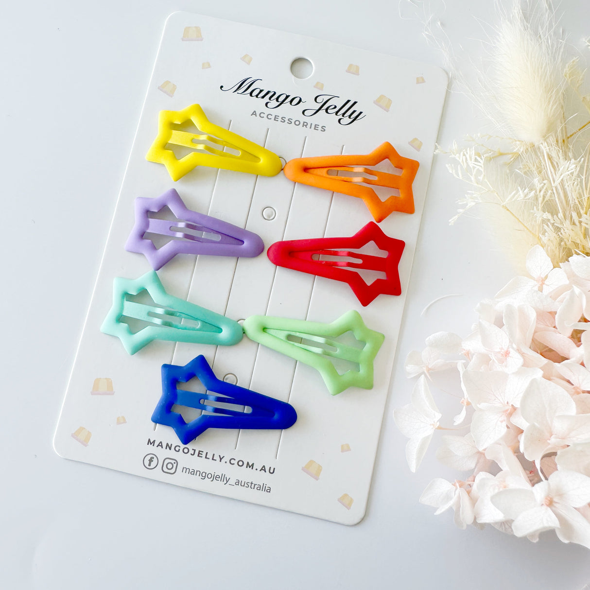 MANGO JELLY Rainbow Snap Hair Clips - Stellar Edition - 7 Piece Set