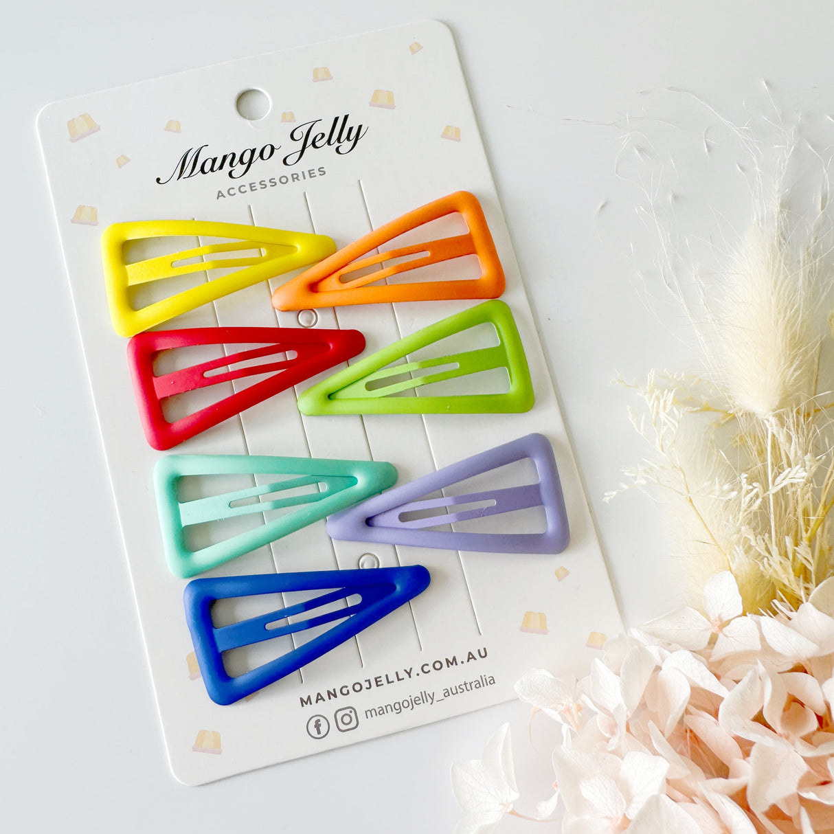 MANGO JELLY Rainbow Hair Clips Set - Triangle Design - Twin Pack