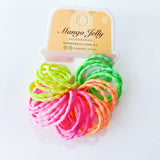 Neon MANGO JELLY Kids Hair Ties - Silky Nylon 30-Piece Pack