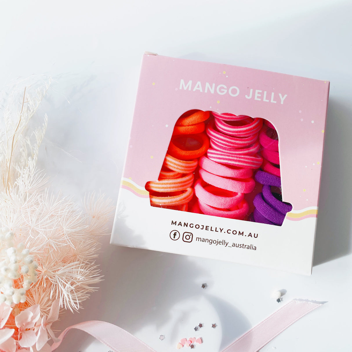 MANGO JELLY Soft & Stretchy Metal-Free Hair Ties - Candy Collection (3cm) - 36 Pieces Twin Set