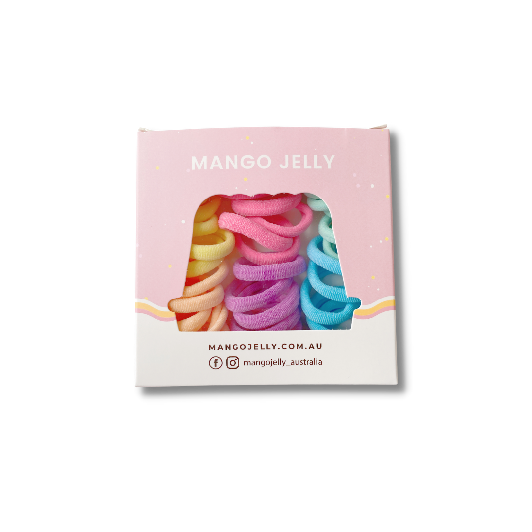 MANGO JELLY Classic Pastel Metal-Free Hair Ties - 36-Piece Twin Pack (3cm)