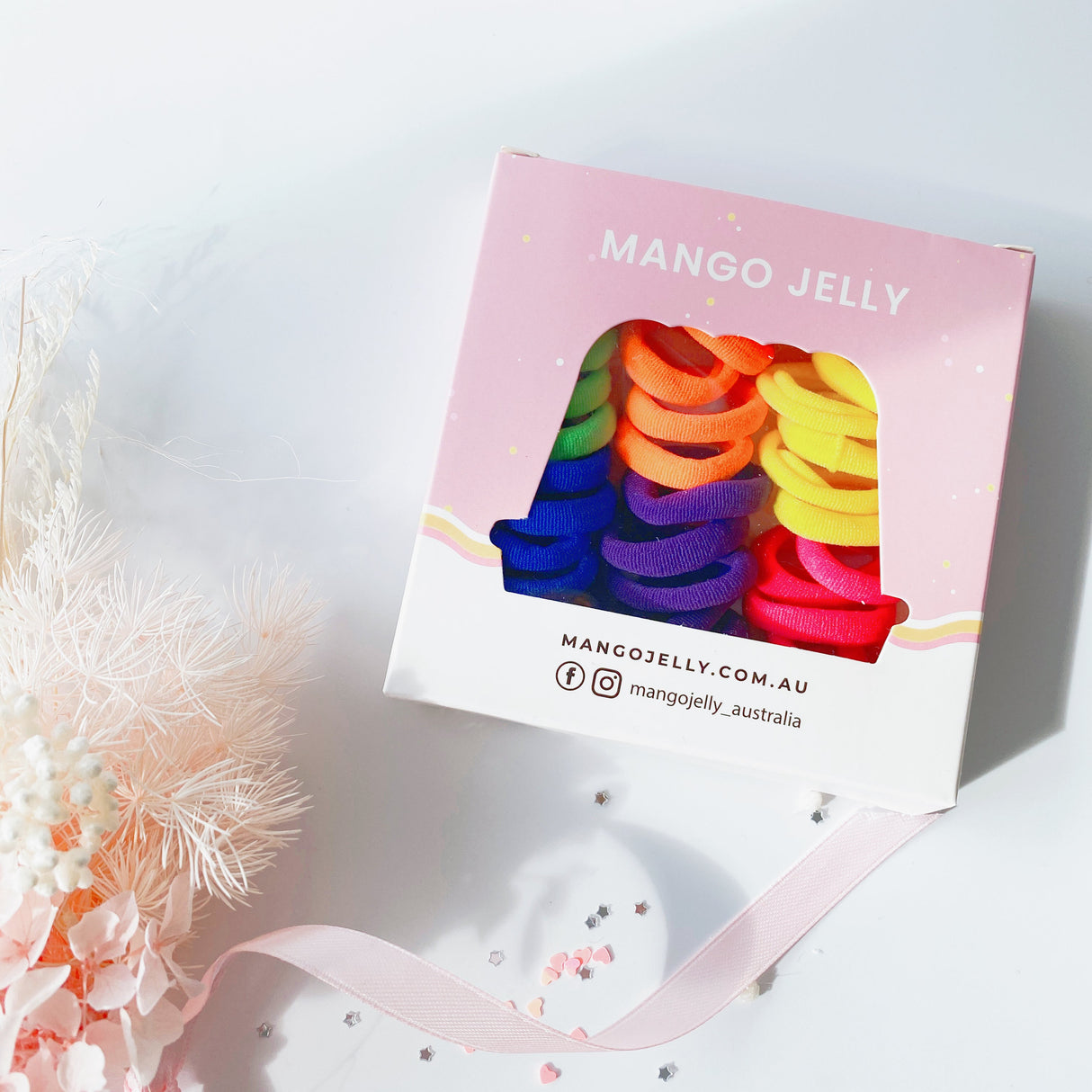 Mango Jelly Retro Style Metal-Free Hair Ties - 36-Piece Twin Pack (3cm)