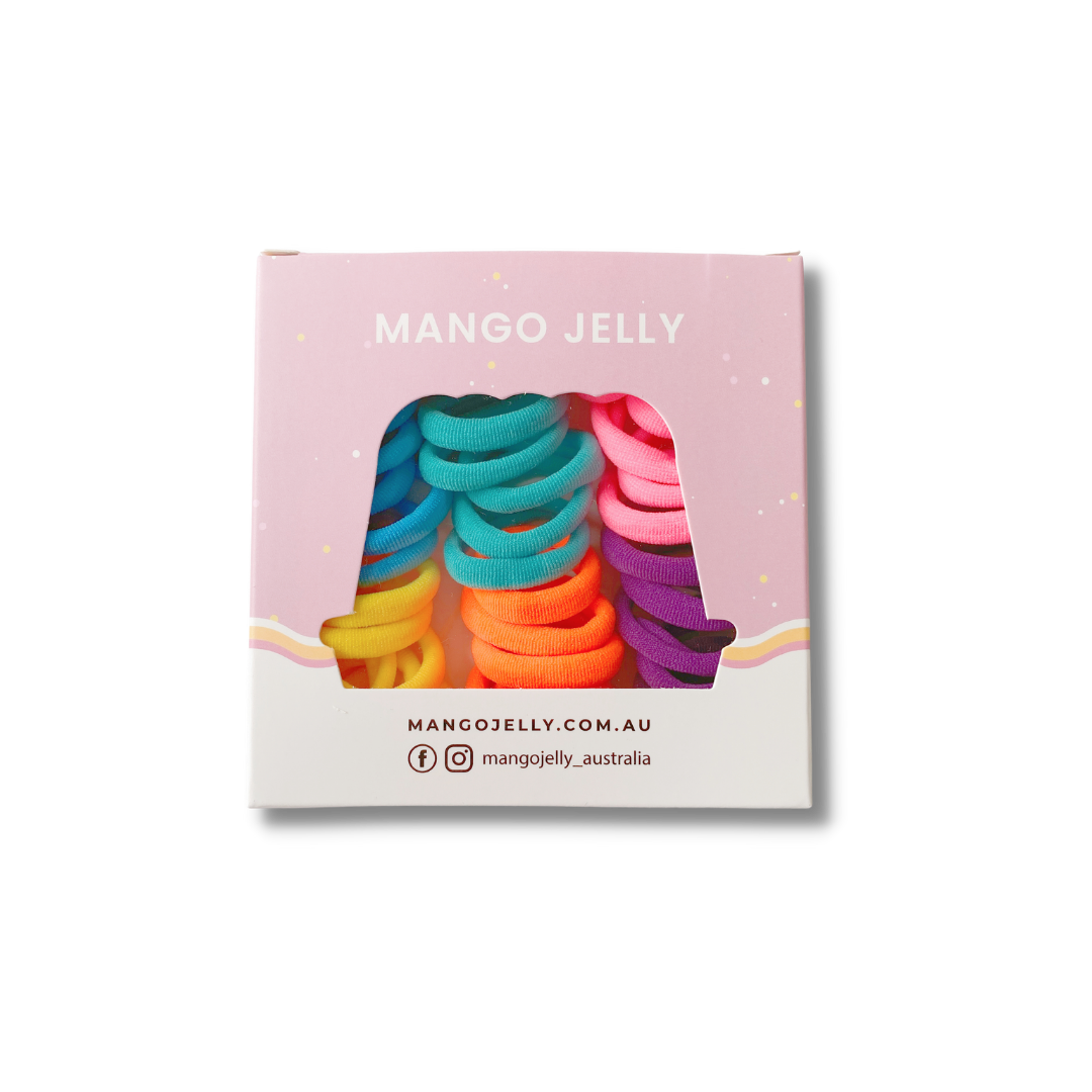 MANGO JELLY Metal-Free Hair Ties - 36-Piece Colour Wheel Twin Pack (3cm)