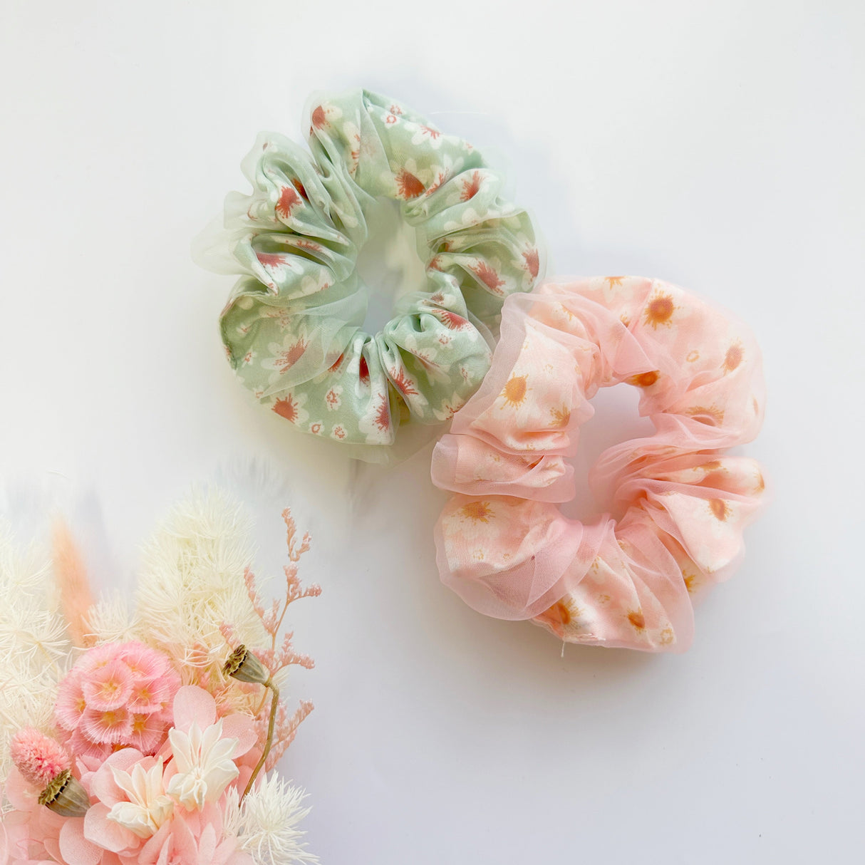 MANGO JELLY Daisy Collection Hair Tie Set - Pink