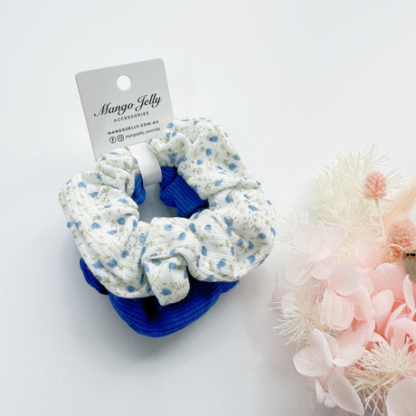 Vibrant Royal Blue MANGO JELLY Scrunchies - Duo Pack