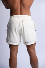 HARD HITTERS MEN'S PRO-TECH PERFORMANCE SHORTS CREAM LARGE