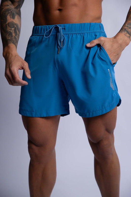 HARD HITTERS MEN'S PRO-TECH PERFORMANCE SHORTS MYKONOS BLUE LARGE