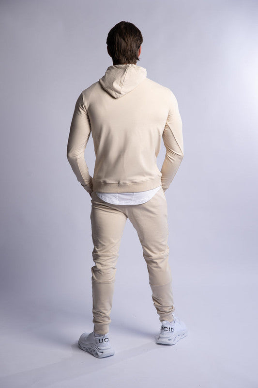 HARD HITTERS SLIM FIT TERRY HOODIE BEIGE LARGE