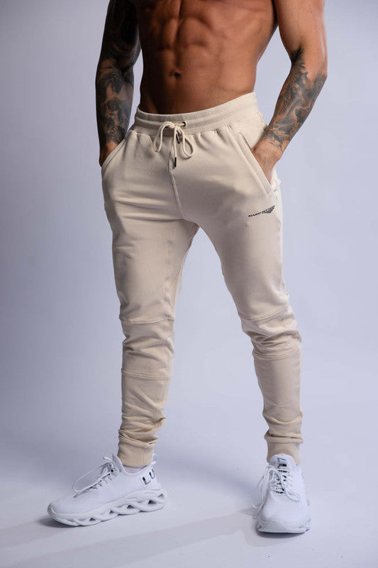 HARD HITTERS SLIM FIT TERRY JOGGERS BEIGE MEDIUM