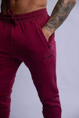 HARD HITTERS SLIM FIT TERRY JOGGERS BURGUNDY LARGE