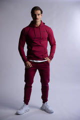 HARD HITTERS SLIM FIT TERRY JOGGERS BURGUNDY LARGE