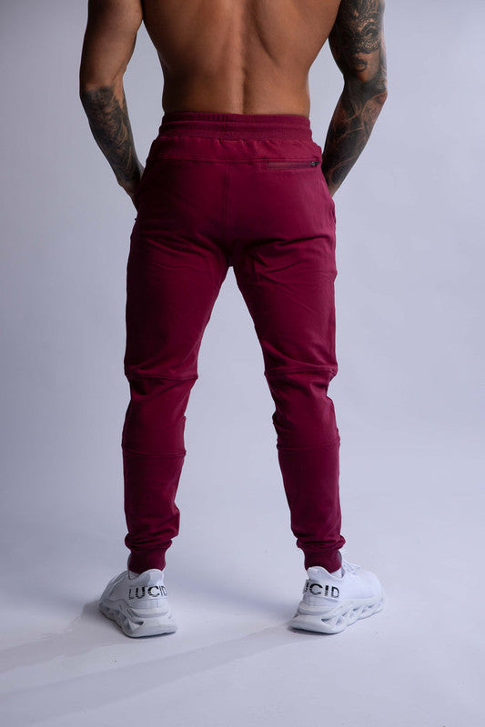 HARD HITTERS SLIM FIT TERRY JOGGERS BURGUNDY LARGE